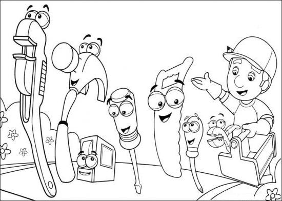 coloriage manny et ses outils partent pour une reparation